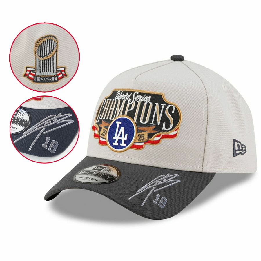 MLB 山本由伸 ドジャース キャップ クロームサイン 刺繍 ワールドシリーズ2025優勝記念 ロッカールーム 9FORTY ニューエラ/New Era