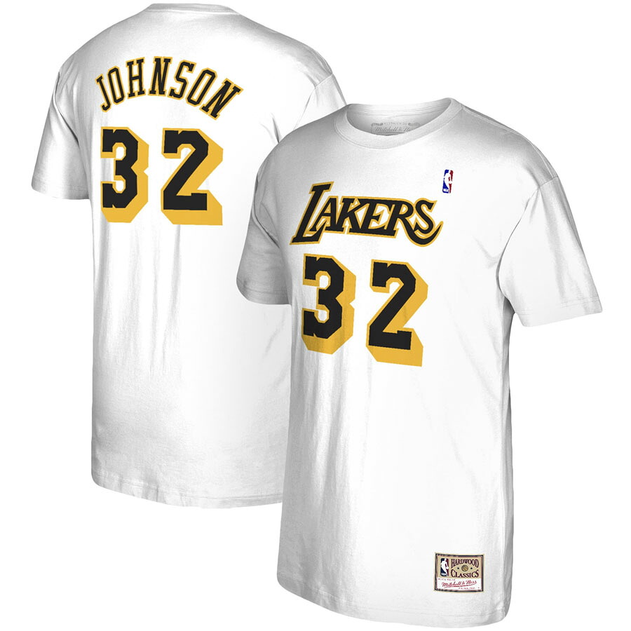 NBA マジック・ジョンソン レイカーズ Tシャツ 現地買付品 ネーム&ナンバー T-Shirt ミッチェル＆ネス/Mitchell & Ness ホワイト