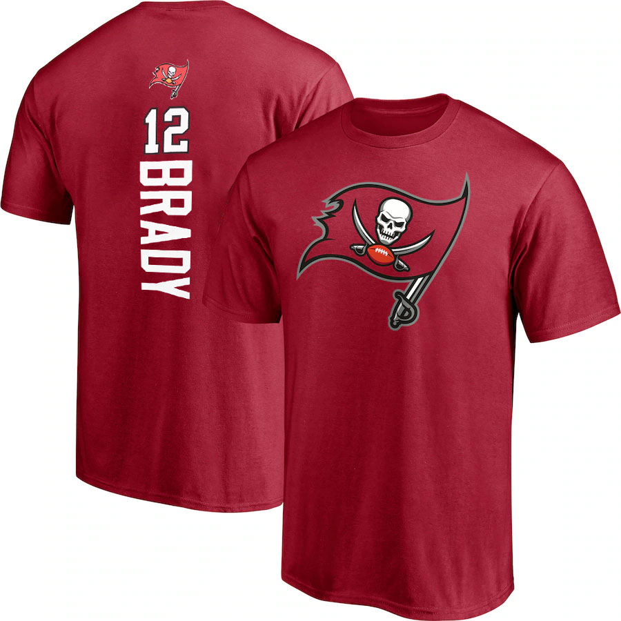 NFL トム・ブレイディ バッカニアーズ Tシャツ 【現地買付廃版】Playmaker ネーム＆ナンバー Team T-Shirt Fanatics レッド