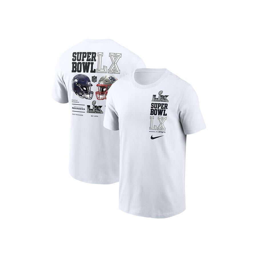 NFL シーホークス ペイトリオッツ プルオーバー 【外国で青写真】 第60回スーパーボウル LX Matchup Dueling T-Shirt ナイキ/Nike 白いこと