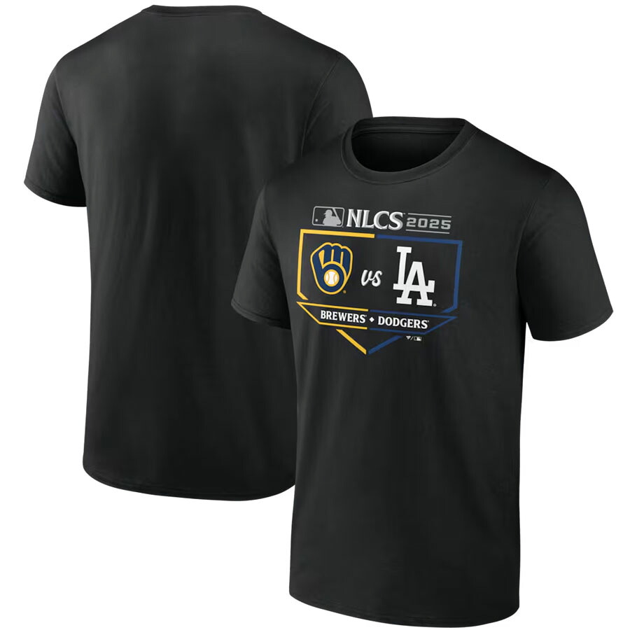 MLB ドジャース vs ブリュワーズ Tシャツ 【現地買付】2025 ナ・リーグ チャンピオンシップ マッチアップ T-Shirt Fanatics ブラック