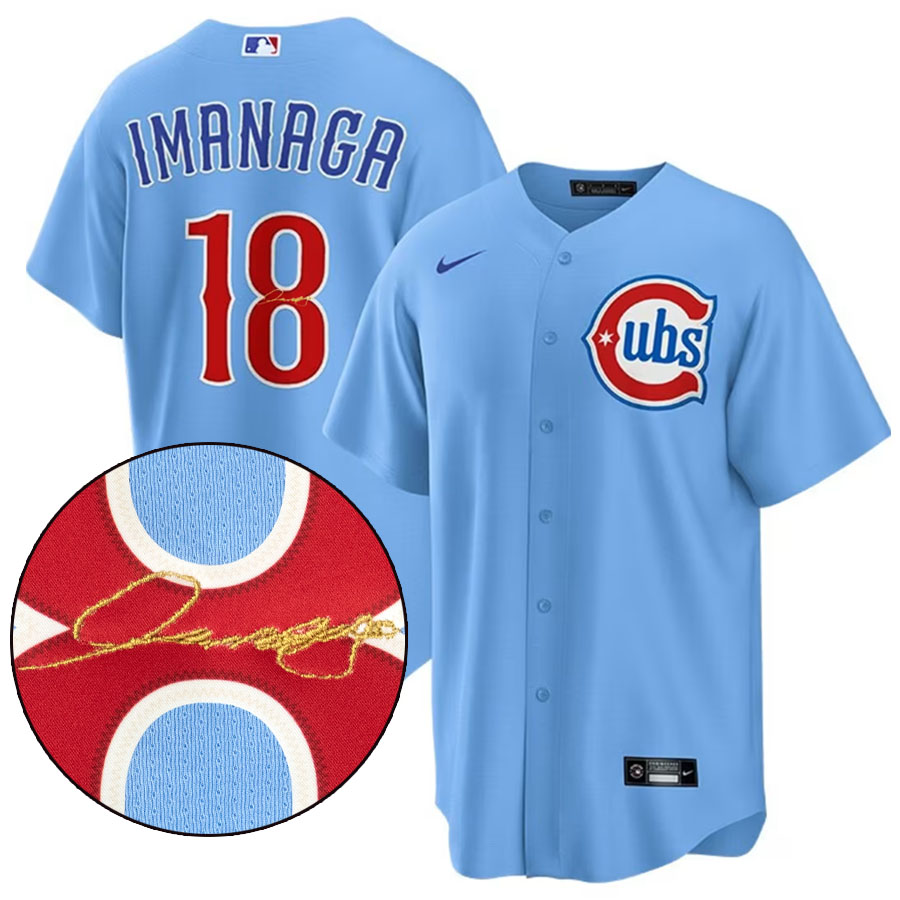 MLB 今永昇太 カブス 制服 【外国でカスタム】刷り直す絵図面 リミテッド Limited Jersey 書き判刺しゅう ナイキ/Nike 青味