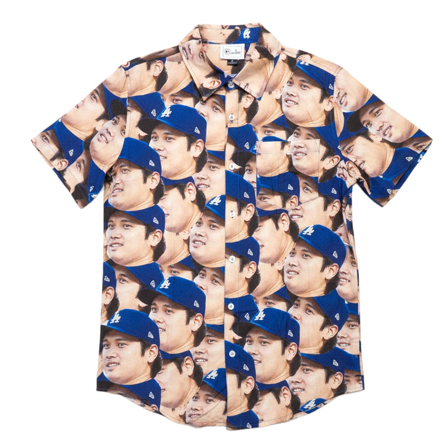 MLB 大谷翔平 ドジャース ボタンシャツ 【海外版】オールオーバー All-Over Polo T-Shirt FOCO ロイヤル