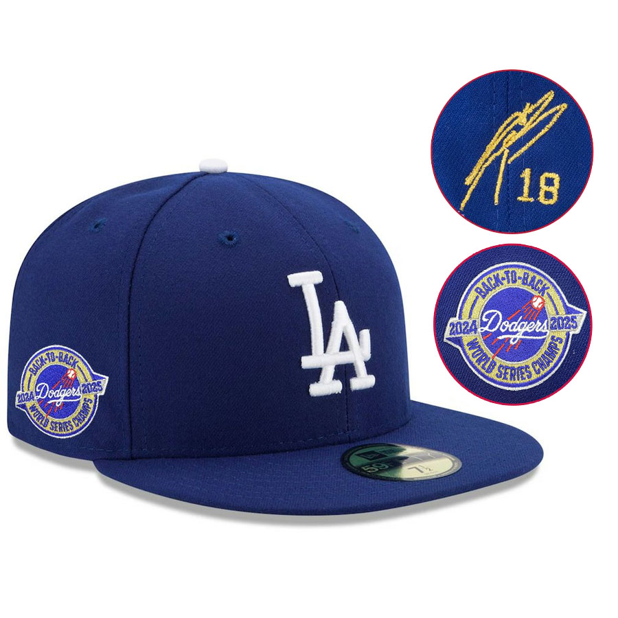 MLB 山本由伸 ドジャース キャップ 【海外カスタム】2024-2025 ワールドシリーズ優勝 連覇 サイン刺繍 59FIFTY ニューエラ/New Era｜映画エンタメショップ SELECTION