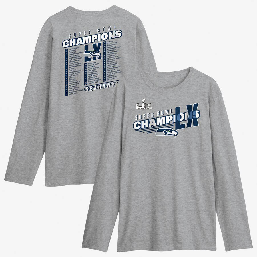 NFL シーホークス プルオーバー 第60回スーパーボウル贏ち得る不死化 Best Teammates ロースター ロング捩り T-Shirt Fanatics Steel