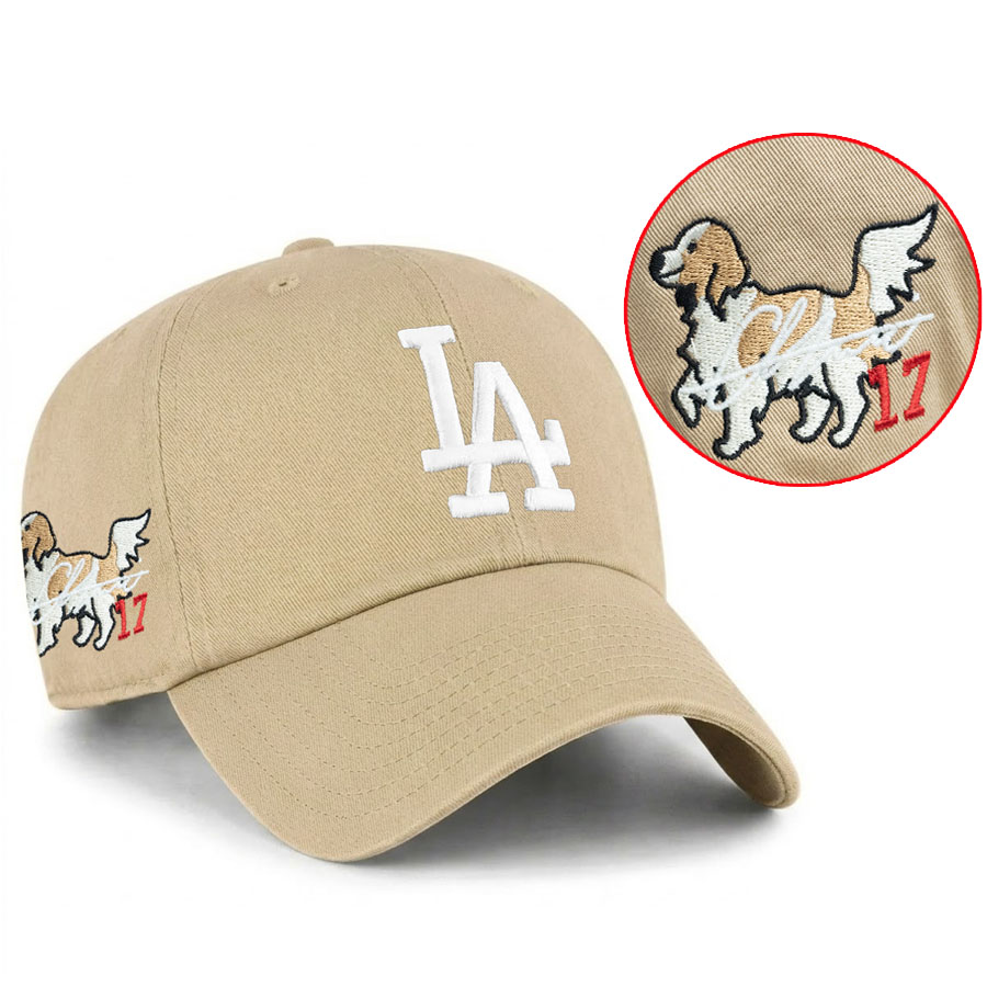 MLB 大谷翔平 ドジャース キャップ 【現地買付特注】デコピン デコイ Walking Decoy Clean Up Cap サイン刺繍 47Brand カーキ