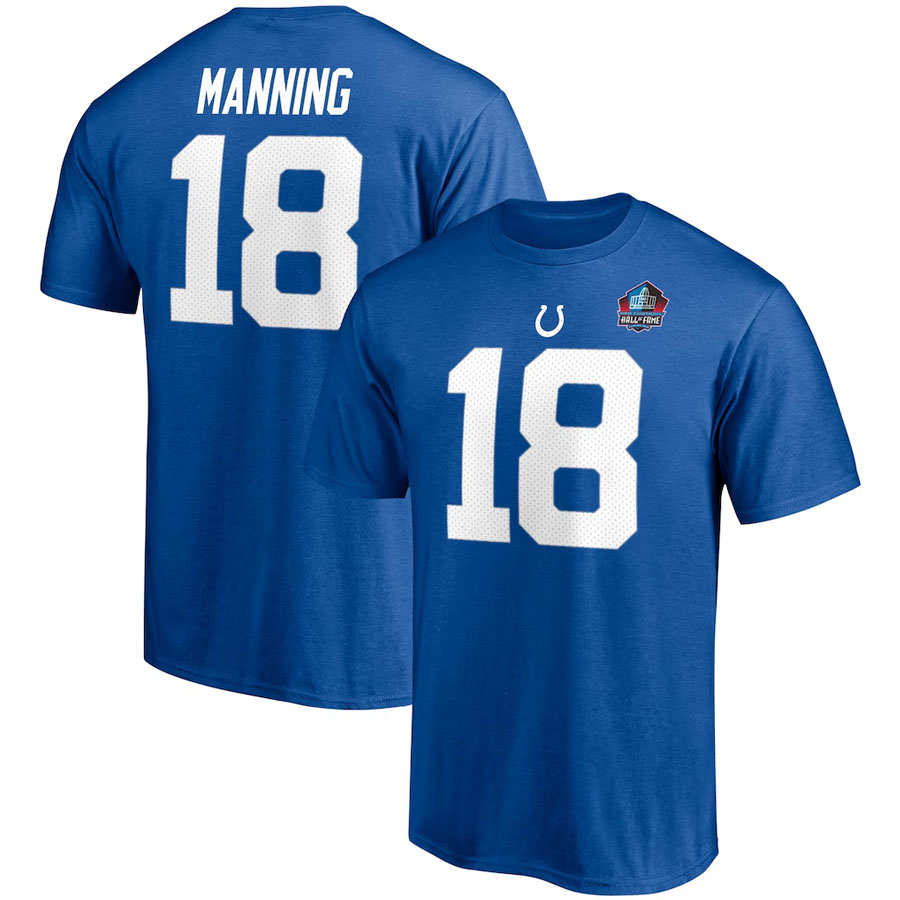 NFL ペイトン・マニング コルツ Tシャツ 【現地買付】Pro Football 殿堂入り Hall of Fame ネーム＆ナンバー Fanatics Branded ロイヤル