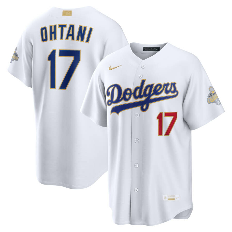 MLB 大谷翔平 ドジャース ユニフォーム WS2025優勝 ゴールドコレクション スタジアムジャージ Jersey ナイキ/Nike ホワイト