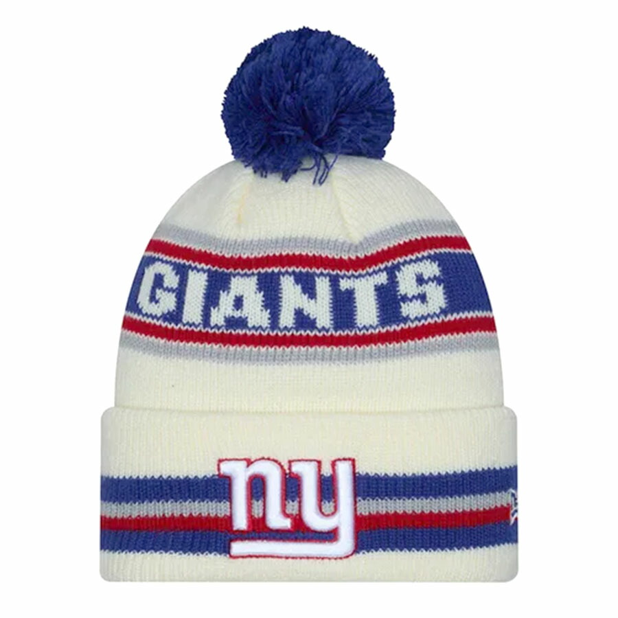 NFL ジャイアンツ ニットキャップ 【海外モデル】サイドライン2025 Sport Cuffed Pom Knit Hat ニューエラ/New Era Ivory