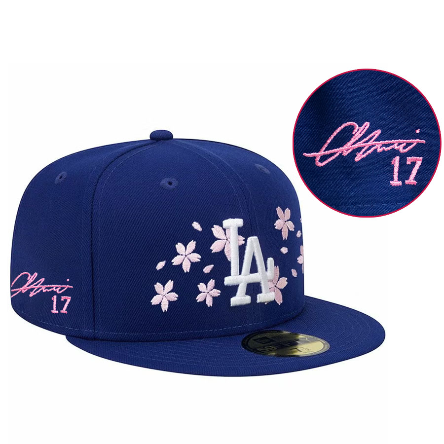 MLB 大谷翔平 ドジャース 鳥打ち帽 【野辺買付】カスタム 書き判刺しゅう Cherry Blossoms 桜 59FIFTY Fitted Hat ニュー内鰓/New Era ロイヤル