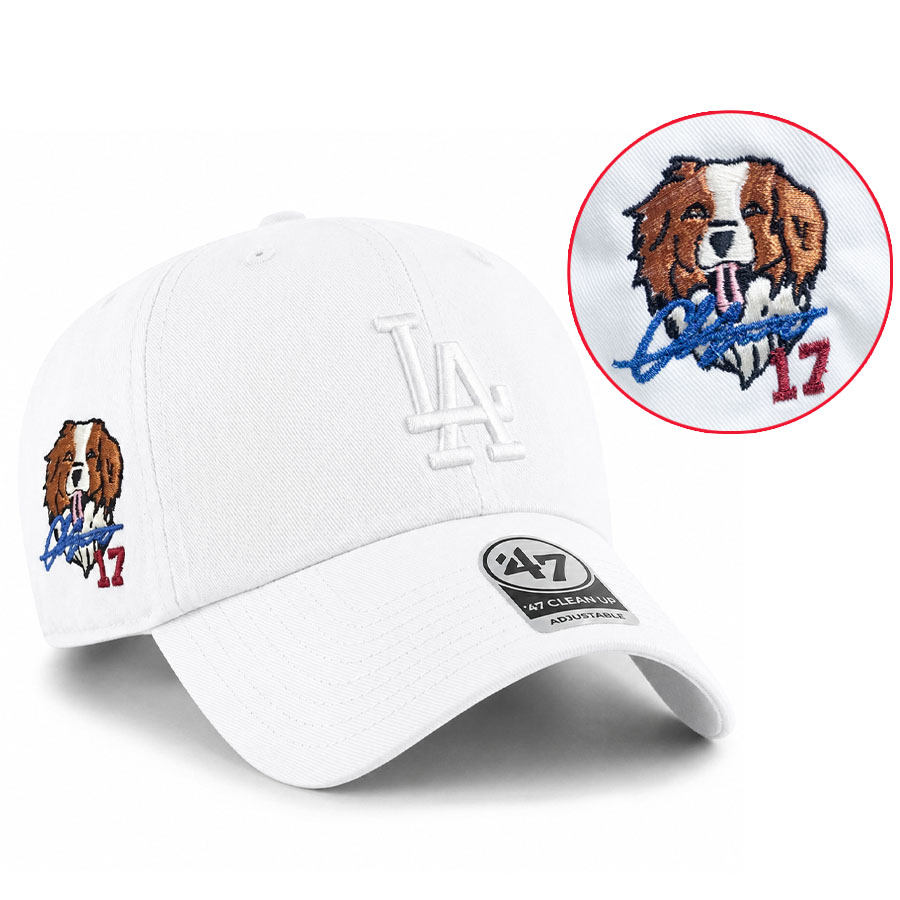 MLB 大谷翔平 ドジャース キャップ 【現地買付セレクション特注】Laughing デコピン Decoy Clean Up Cap サイン刺繍 47Brand ホワイト ホワイト|映画エンタメショップ SELECTION