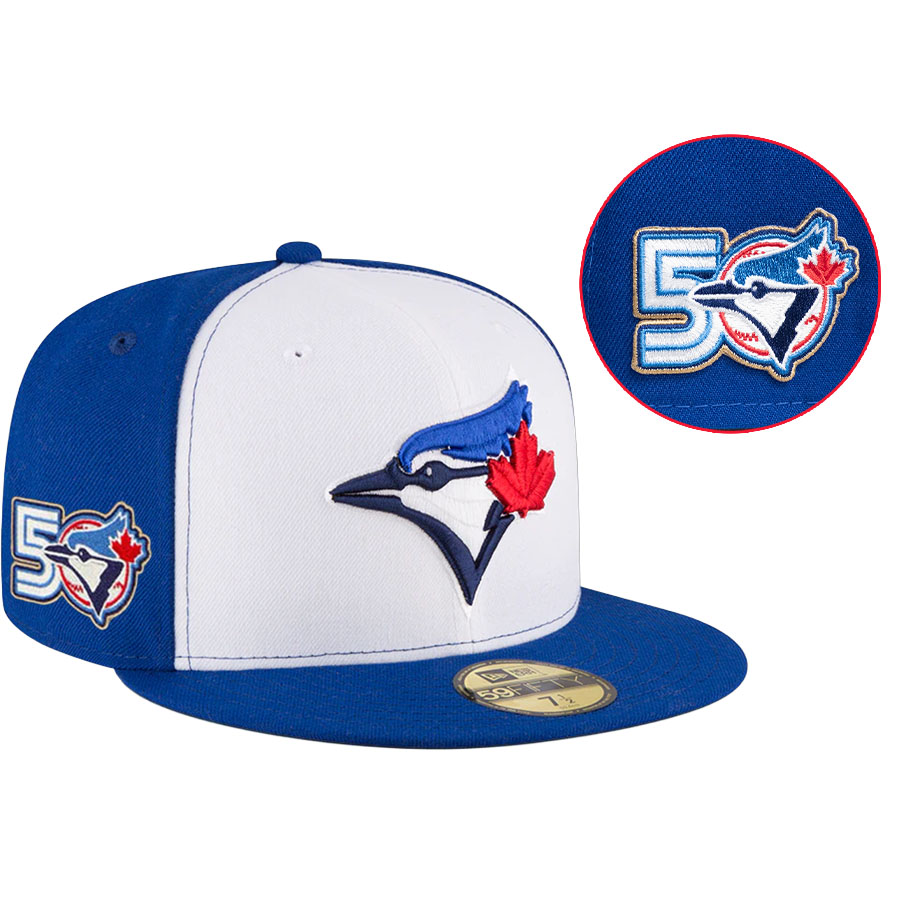 MLB ブルージェイズ キャップ 【海外モデル】50周年記念 パッチ 59FIFTY Fitted Hat ニューエラ/New Era Alternate3（ホワイト/ロイヤル)｜映画エンタメショップ SELECTION