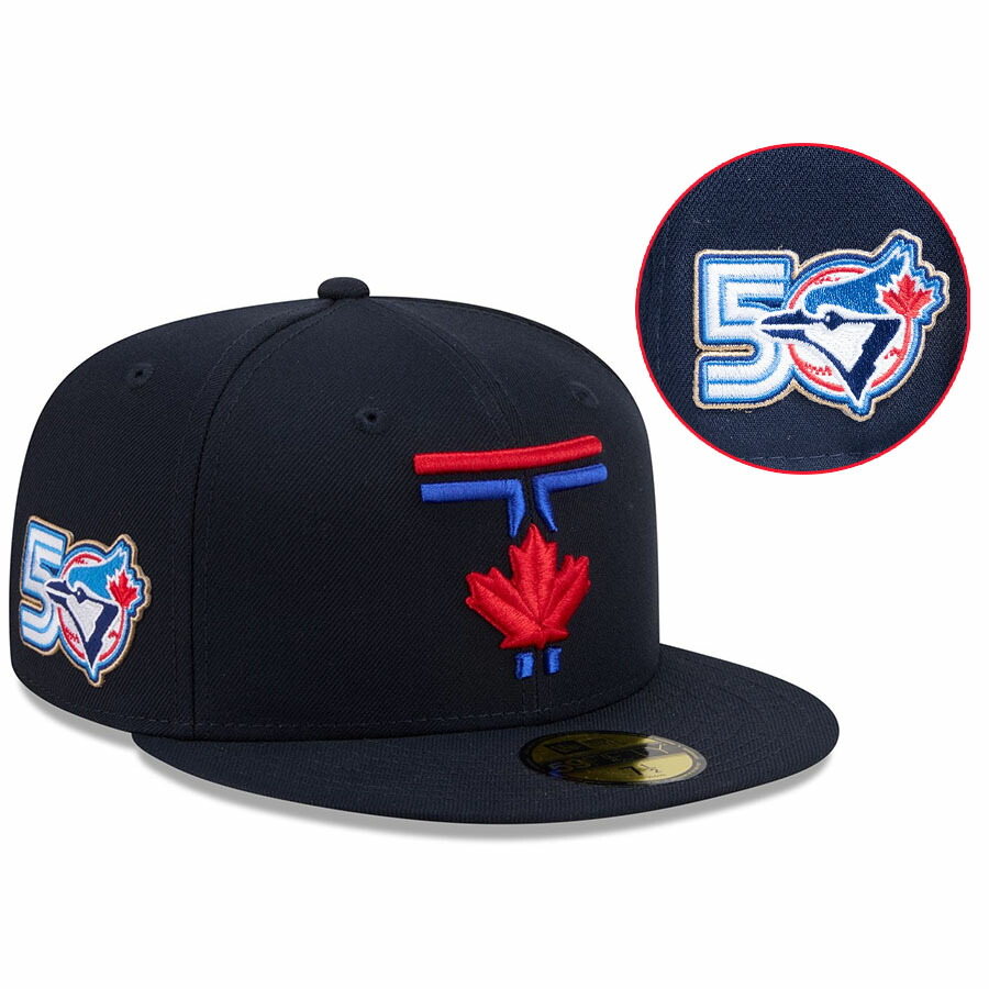 MLB ブルージェイズ キャップ 【海外モデル】50周年記念 パッチ シティーコネクト 59FIFTY Fitted Hat ニューエラ/New Era ネイビー|映画エンタメショップ SELECTION