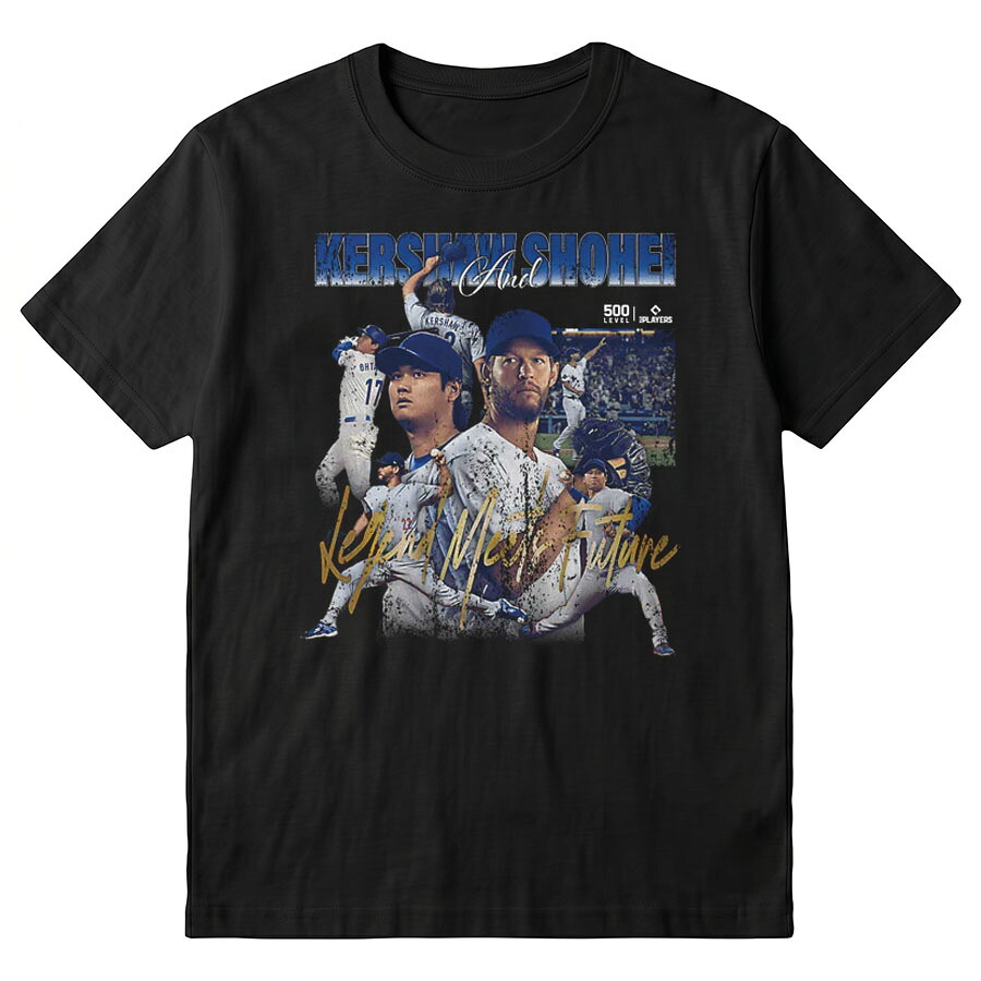 MLB 大谷翔平 クレイトン・カーショー ドジャース Tシャツ Legend Meets Future Tee 500Level ブラック|映画エンタメショップ SELECTION