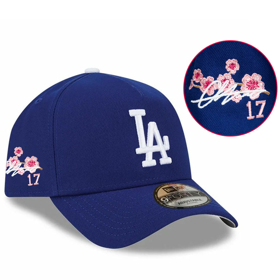 MLB 大谷翔平 ドジャース 旗がしら 【野辺買付選りぬき特注】桜 The League 9FORTY 息吹き刺しゅう ニュー内鰓/New Era ロイヤル