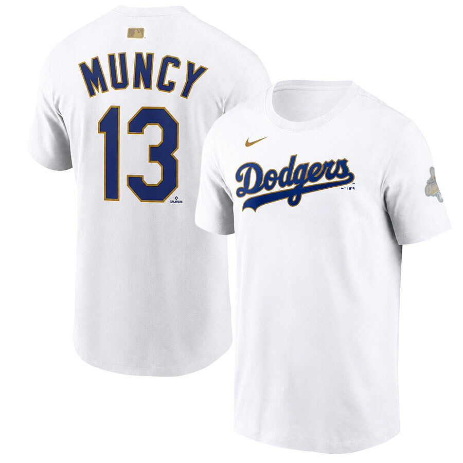 MLB マックス・マンシー ドジャース Tシャツ 【海外モデル】WS2025優勝 ゴールドコレクション ネーム&ナンバー ナイキ/Nike ホワイト|映画エンタメショップ SELECTION