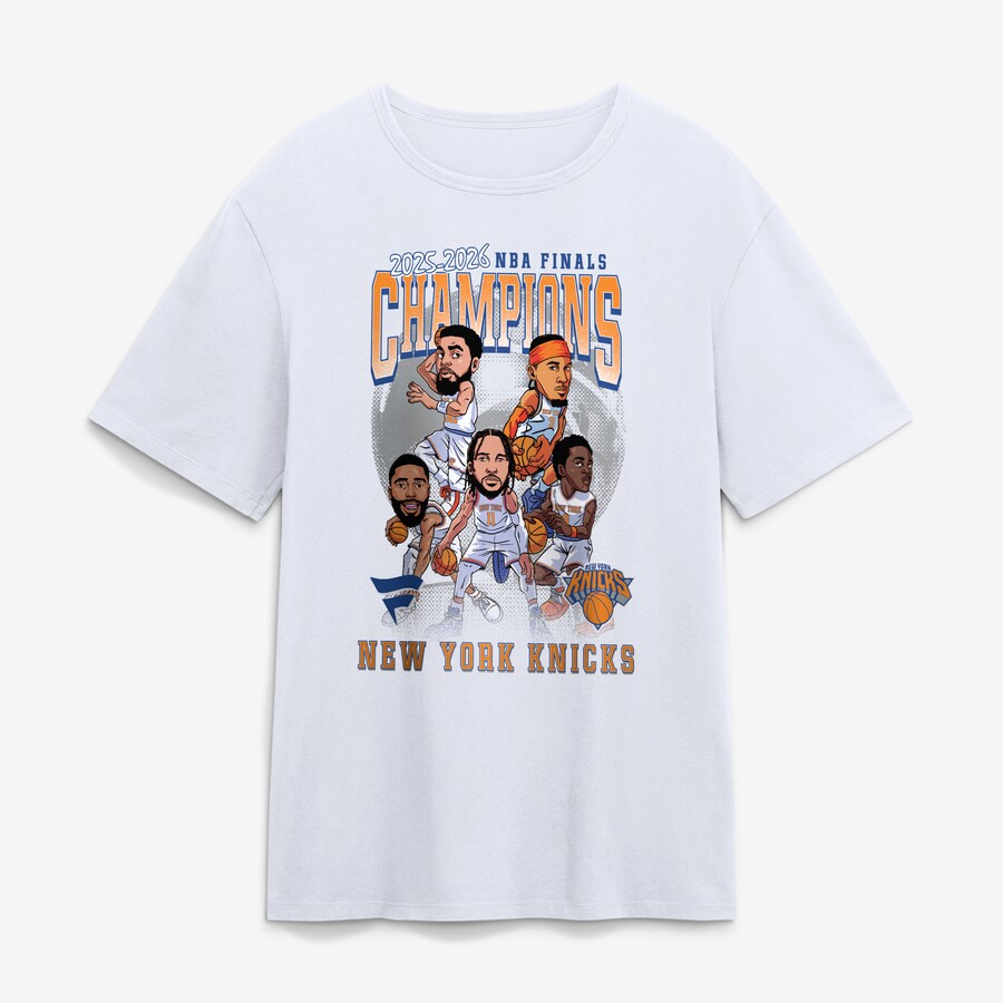 NBA ニックス Tシャツ 【海外モデル】NBAファイナル2026 優勝記念 Caricature ロスター Heritage T-Shirt Fanatics ホワイト|映画エンタメショップ SELECTION