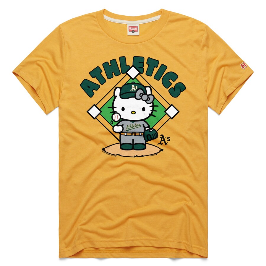 MLB アスレチックス Tシャツ ハローキティ Hello Kitty Tri-Blend T-Shirt Homage ゴールド｜映画エンタメショップ SELECTION