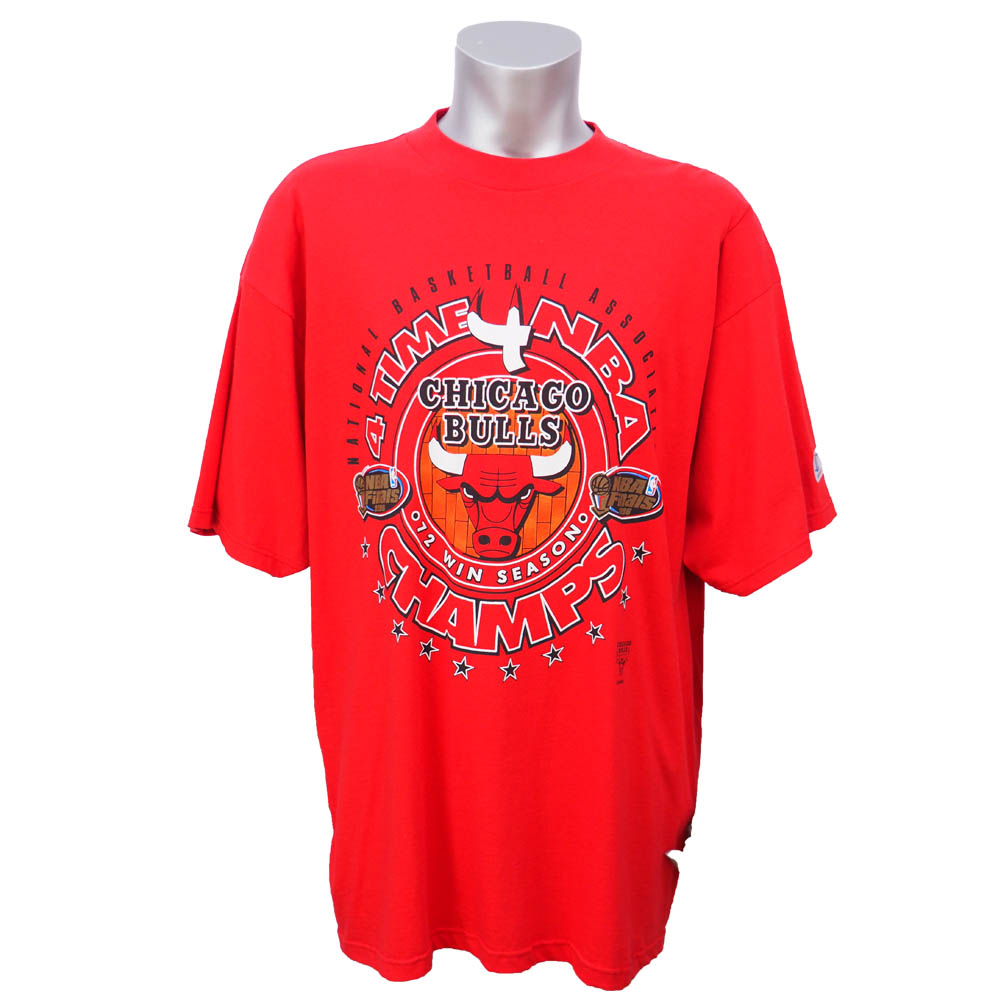 NBA ブルズ 1996年 ファイナル優勝 シーズン72勝達成 記念Tシャツ Logo Athletic レッド レアアイテム TSS  【SALE／81%OFF】