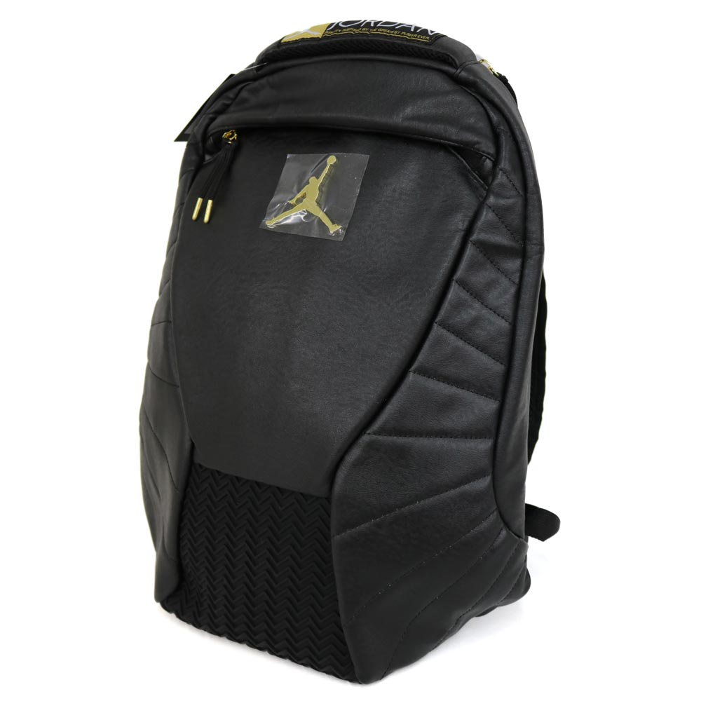 white and gold jordan backpack