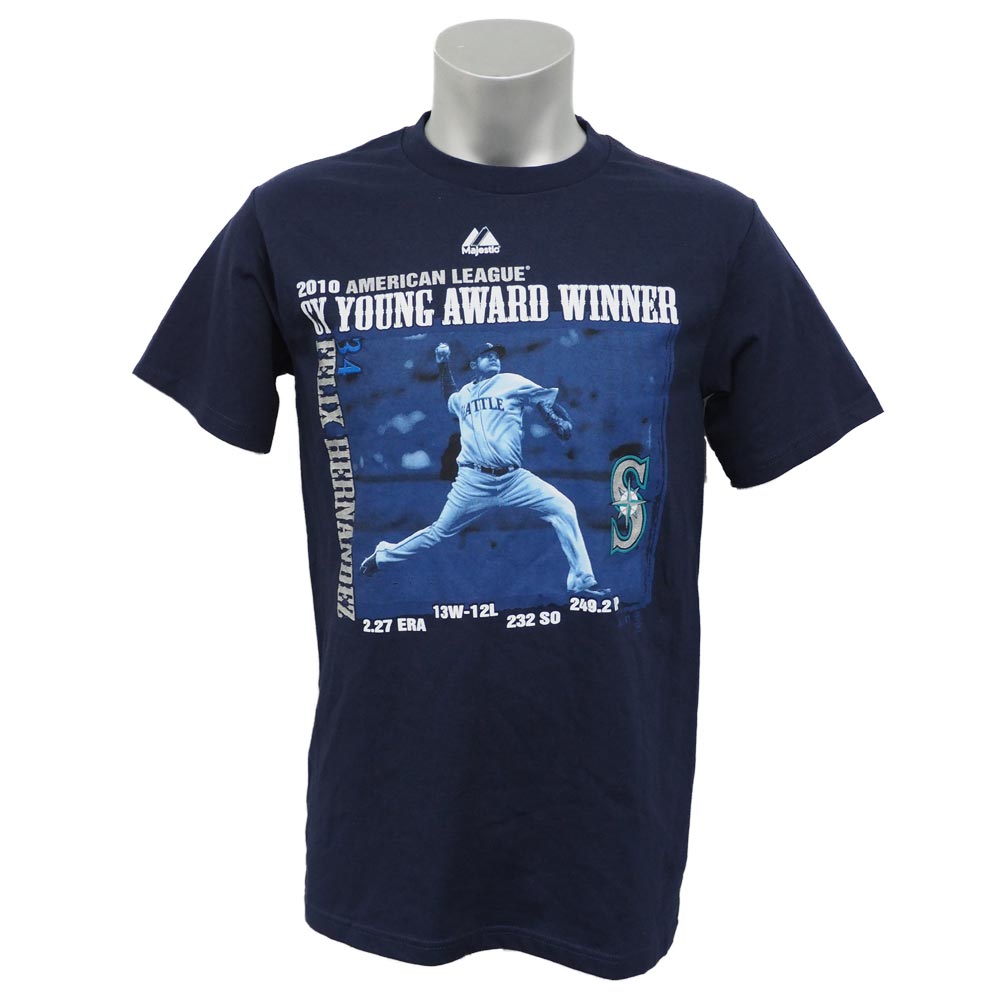 【楽天市場】リニューアル記念メガセール MLB マリナーズ フェリックス・ヘルナンデス 2010 サイヤング アワード ウィナー Tシャツ