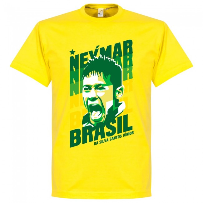 ブラジル代表 Soccer ネイマール Tシャツ Soccer ポートレイト イエロー Mlb Nbaグッズショップ ネイマール ポートレイト Selection勇ましい顔つきが堪らない ポートレートtシャツ