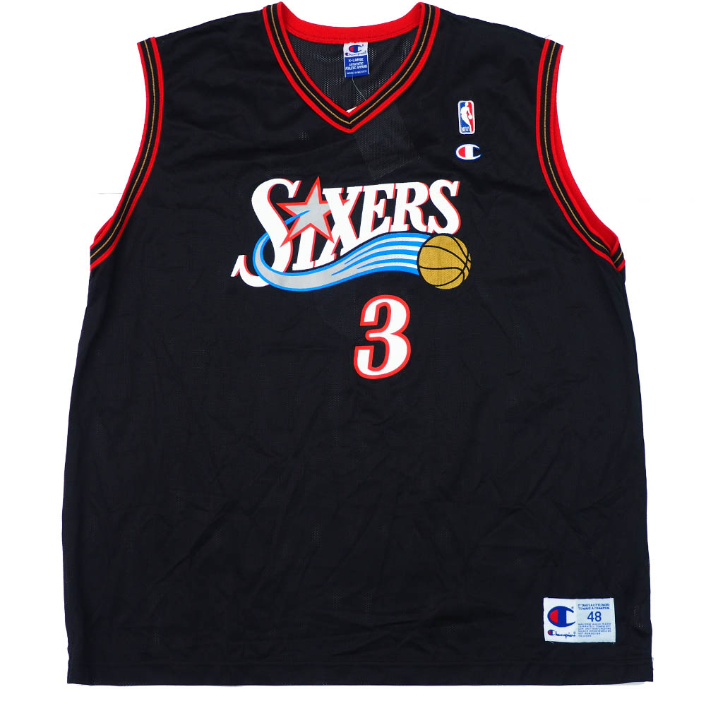 茄子紺 アイバーソン ユニフォーム Champion 44 76ers sixers - 通販