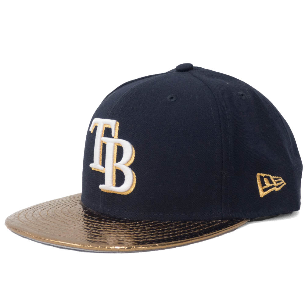 MLB タンパベイ・レイズ キャップ/帽子 メタリック ゴールド スライサー 59FIFTY ニューエラ/New Era ネイビー/ゴールド