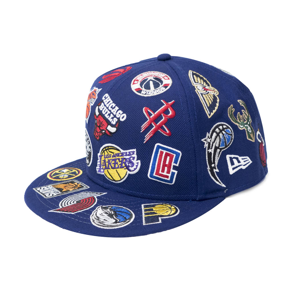 楽天市場 Nba キャップ 帽子 ニューエラ Newera チームロゴ オールオーバー 59fifty Dark Royal Mlb Nbaグッズショップ Selection