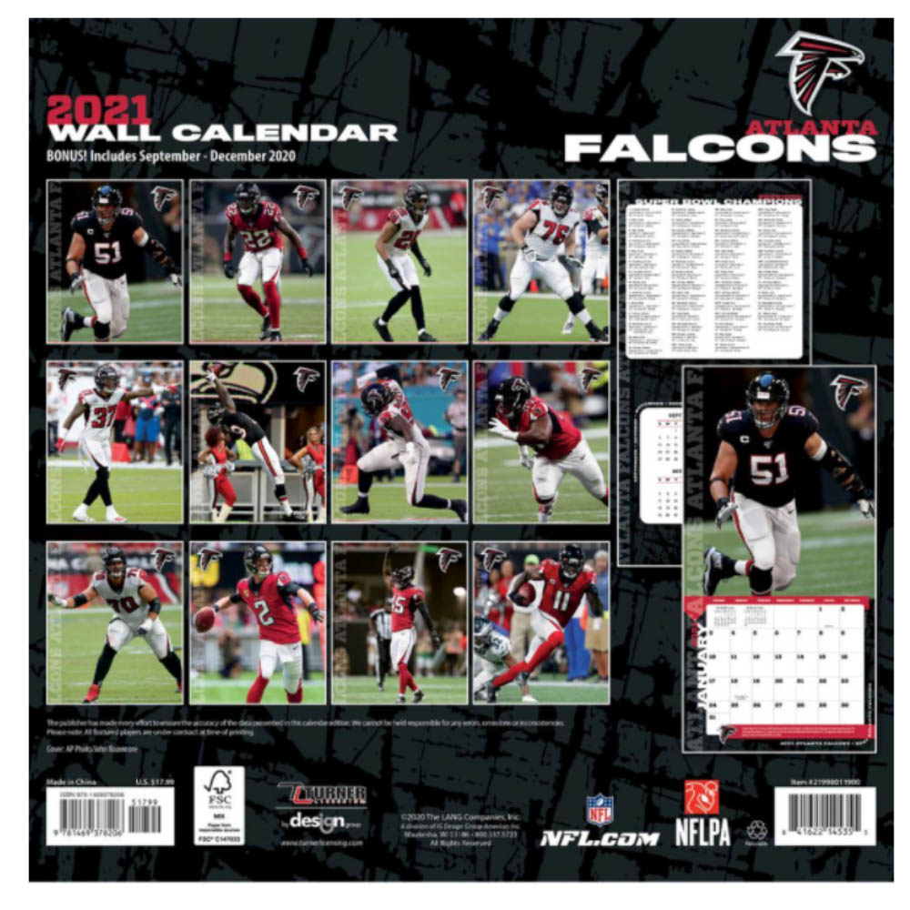 楽天市場 ファルコンズ カレンダー Nfl 21年版 チーム 壁掛け ポスター インテリア Turner Mlb Nbaグッズショップ Selection