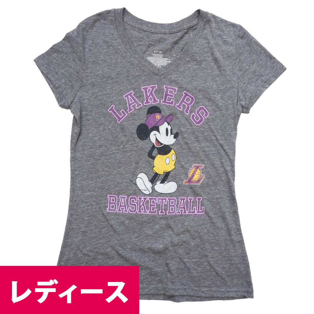 値引きする 楽天市場 レイカーズ Tシャツ Tシャツ レディース 半袖 Nba グレー ミッキーマウス ディズニー コラボ 1点物 Mlb Nba グッズショップ Selection 在庫有 Steeline Pk