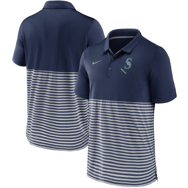 本店は マリナーズ ポロシャツ ナイキ Nike ネイビー グレー メンズ 半袖 Mlb Home Plate Striped Polo 21nrs てなグッズや Aqsasport Org