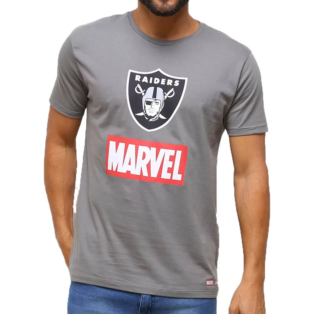 NFL レイダース Tシャツ NFL x Marvel マーベル Team Logo T-Shirt グレー 210818ncl|MLB.NBAグッズショップ SELECTION