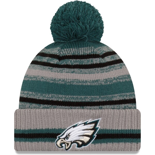 Nfl イーグルス ニットキャップ 21 サイドライン Sideline Sport Pom Cuffed Knit Hat ニューエラ New Era グレー Oswegocountybusiness Com