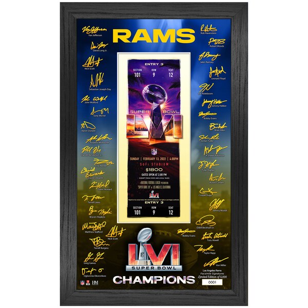 100 本物 Nfl ラムズ グッズ 第56回 スーパーボウル 優勝記念 Super Bowl Lvi Champions Framed サイン チケット Highland Mint Fucoa Cl