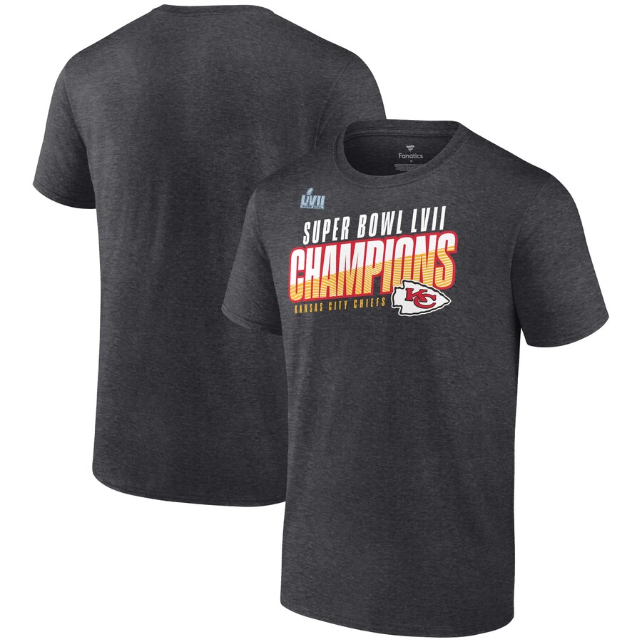 NFL チーフス ティーシャツ 第57回 スーパーボウル 勝ちとる不死化 Victory Formation T-Shirt Fanatics ヘザーチャコール Tシャツ・カットソー-トップス-メンズファッション