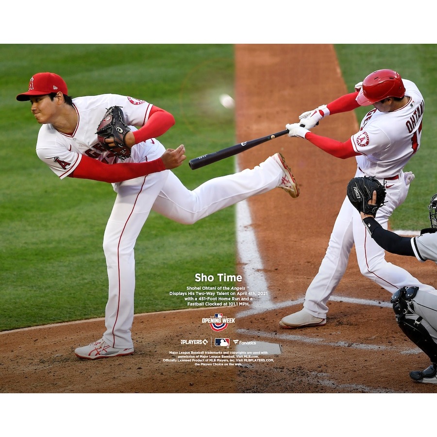 MLB 大谷翔平 エンゼルス Unsigned 2021 Opening Week Collage 写真絵グラフ記録 Fanatics Authentic スポーツ・アウトドア-その他