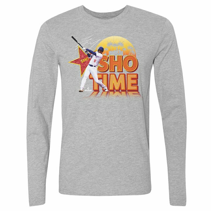 MLB 大谷翔平 ドジャース Tシャツ Los Angeles D Sho Time Sign WHT Long Sleeve T-Shirt 500Level ヘザーグレー