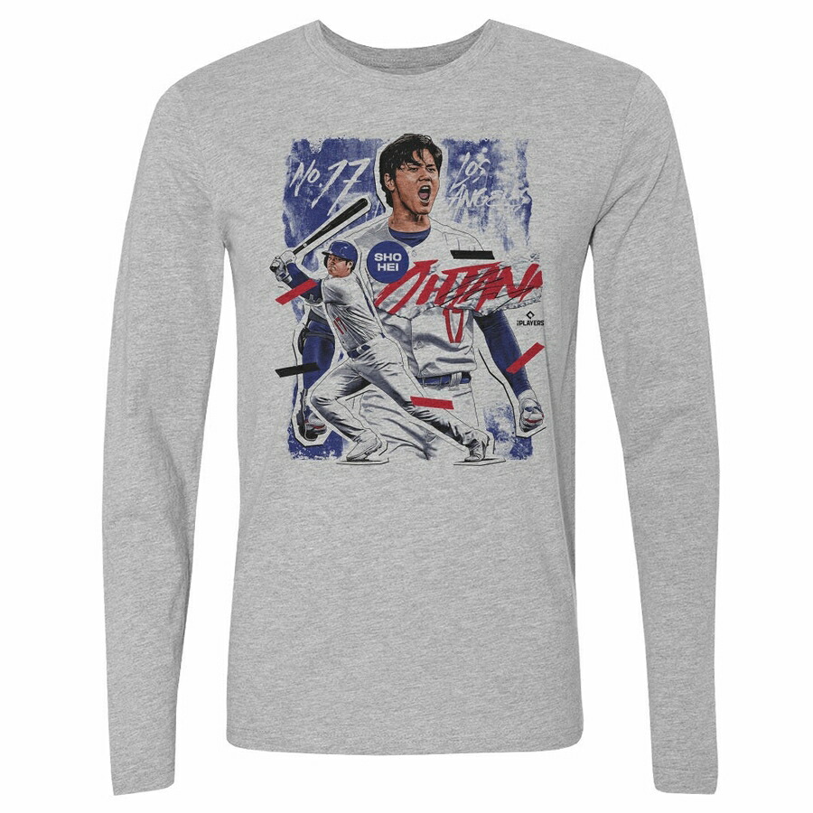 MLB 大谷翔平 ドジャース Tシャツ Los Angeles D Collage Long Sleeve T-Shirt 500Level ヘザーグレー｜MLB.NBAグッズショップ　SELECTION