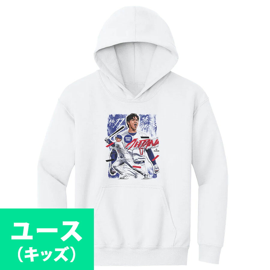 MLB 大谷翔平 ドジャース パーカー ユース キッズ Los Angeles D Collage Hoody 500LEVEL ホワイト｜MLB.NBAグッズショップ　SELECTION