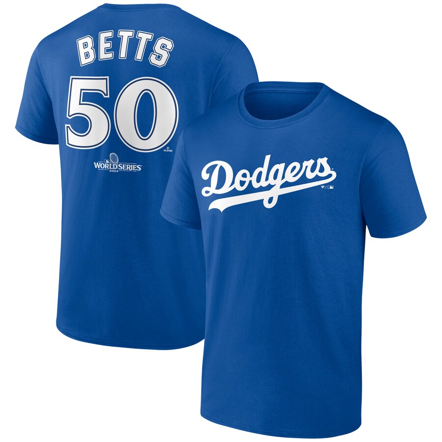 MLB ムーキー・ベッツ ドジャース Tシャツ 2024 ワールドシリーズ進出記念 Push Limits Name & Number T-Shirt Fanatics ロイヤル｜MLB.NBAグッズショップ　SELECTION