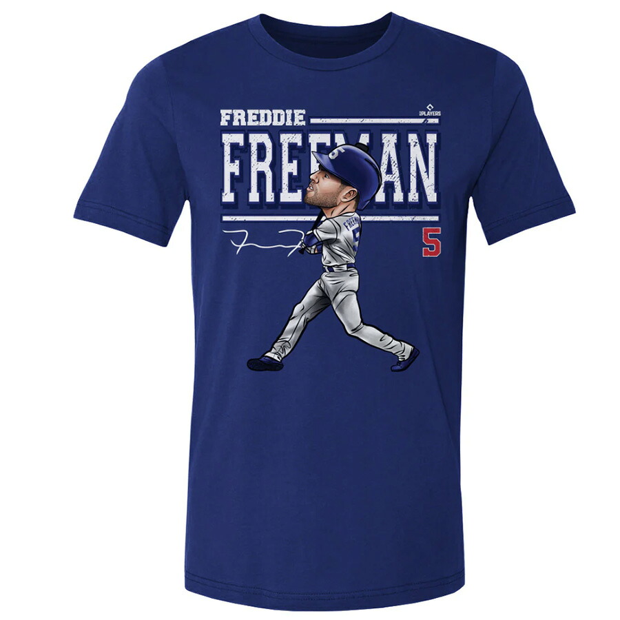 MLB フレディ・フリーマン ドジャース Tシャツ Los Angeles D Cartoon WHT 500Level ロイヤルブルー