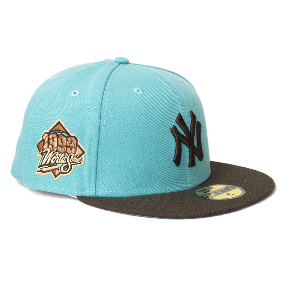 MLB ヤンキース キャップ 【NY買付】ワールドシリーズ1999 Side Patch Fitted Cap ニューエラ/New Era ティール / ブラウン｜MLB.NBAグッズショップ　SELECTION