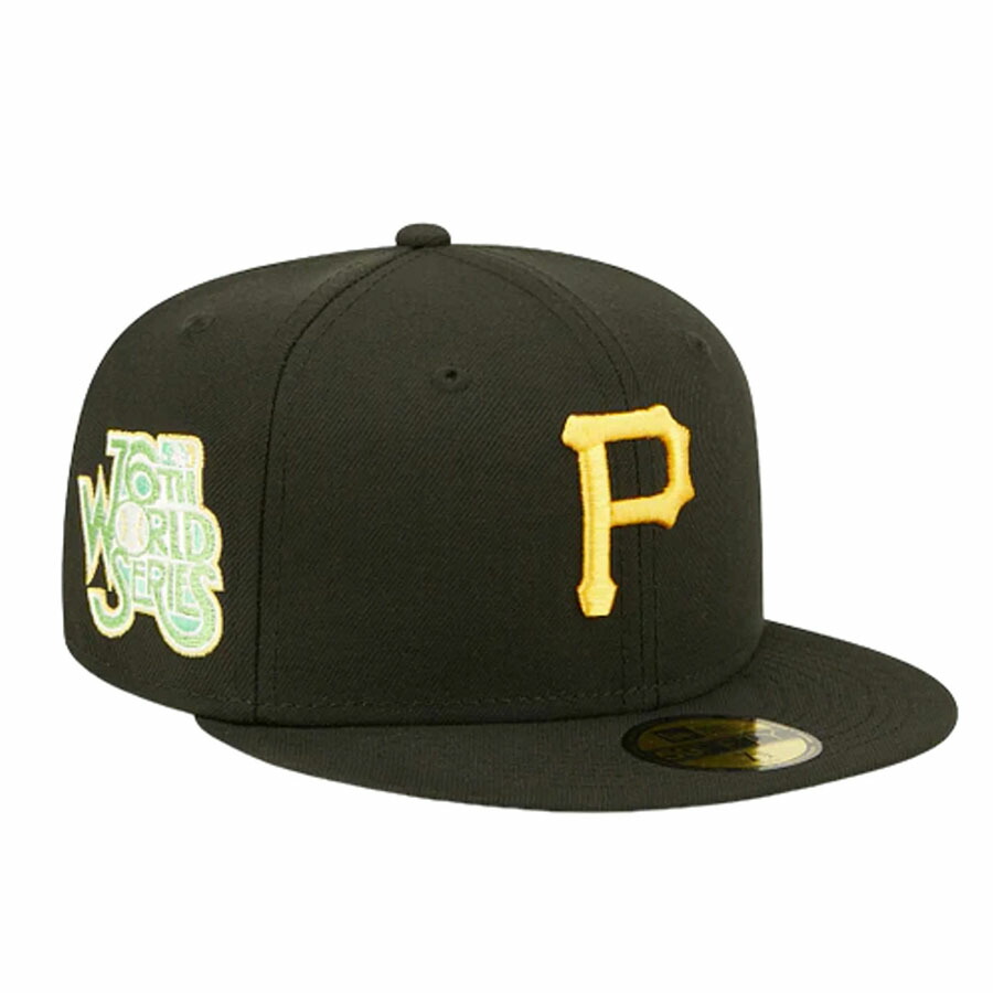 MLB パイレーツ キャップ 【海外買付】第76回ワールドシリーズ パッチ 59FIFTY Fitted Cap ニューエラ/New Era ブラック｜MLB.NBAグッズショップ　SELECTION