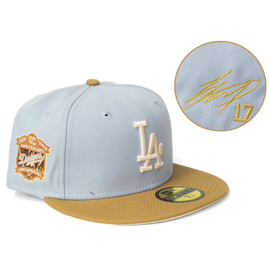 MLB 大谷翔平 ドジャース キャップ 【海外買付】40周年 パッチ 2Tone 59FIFTY Fitted サイン刺繍 ニューエラ/New Era グレー カーキ|MLB.NBAグッズショップ SELECTION