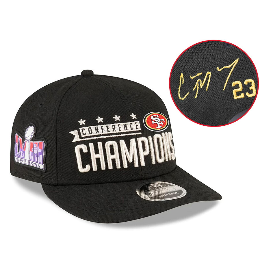 NFL クリスチャン・マカフリー 49ers キャップ 【海外買付】2023 NFC優勝 ロッカールーム 9FIFTY LP サイン刺繍 ニューエラ/New Era｜MLB.NBAグッズショップ　SELECTION
