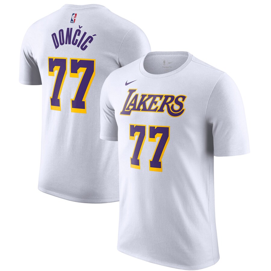 NBA ルカ・ドンチッチ レイカーズ プルオーバー 命令～版 名まえ＆電話番号 T-Shirt ナイキ/Nike 白いこと