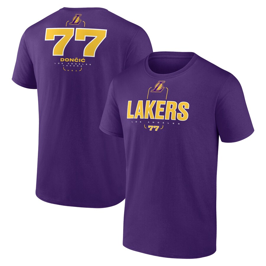 NBA ルカ・ドンチッチ レイカーズ プルオーバー Behind the Back 名まえ＆電話番号 T-Shirt Fanatics パープル
