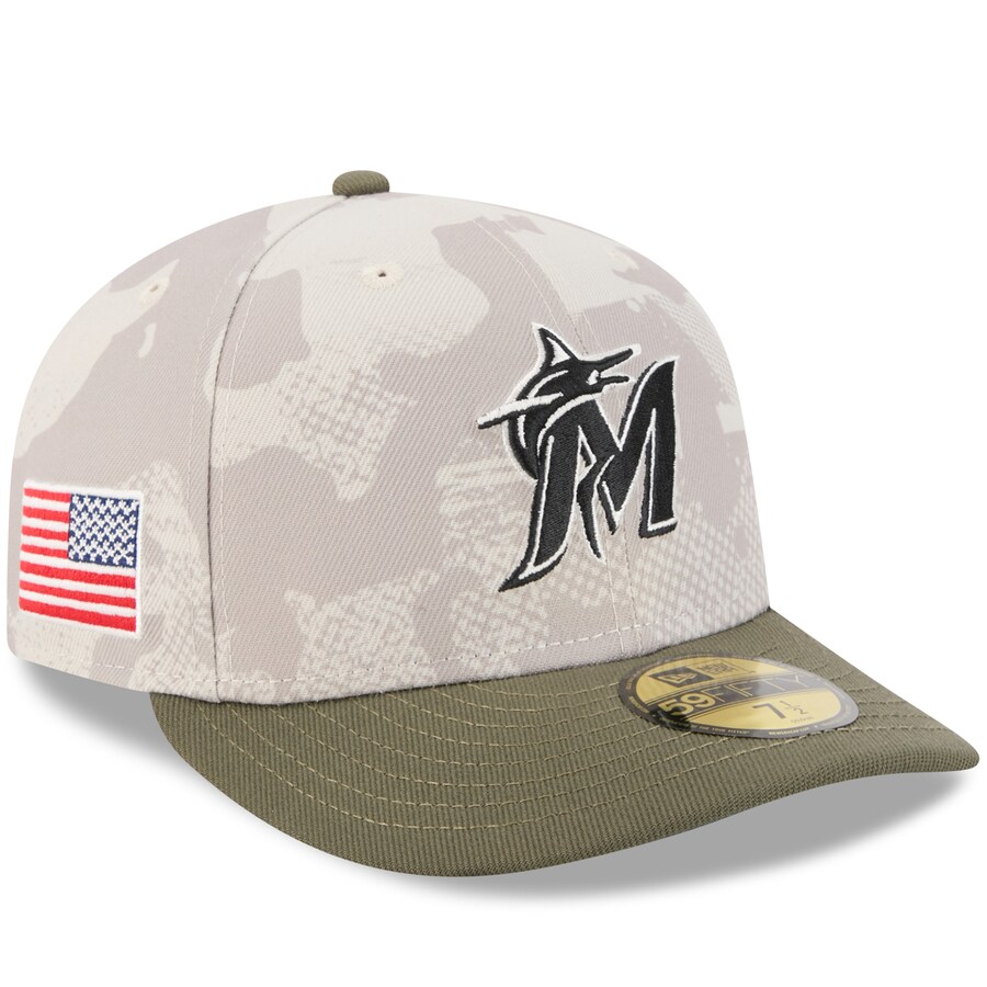 MLB マーリンズ キャップ 【海外モデル】 アームドフォーシズデー2025 On-Field 59FIFTY ニューエラ/New Era ベージュ オリーブ