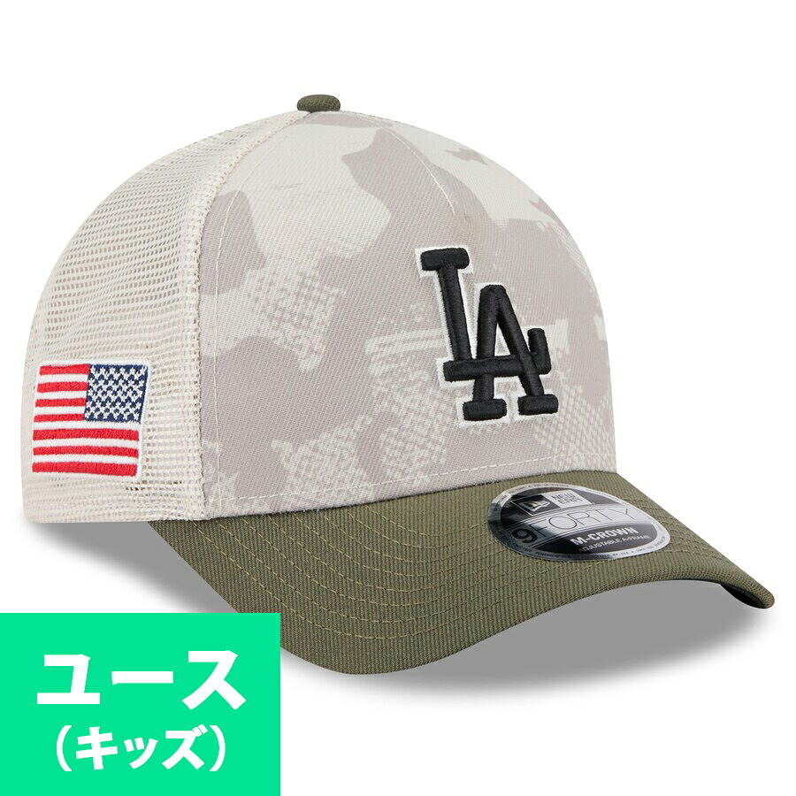 MLB ドジャース キャップ 【海外モデル】 ユースキッズ アームドフォーシズデー2025 9FORTY M-Crown ニューエラ/New Era ベージュ